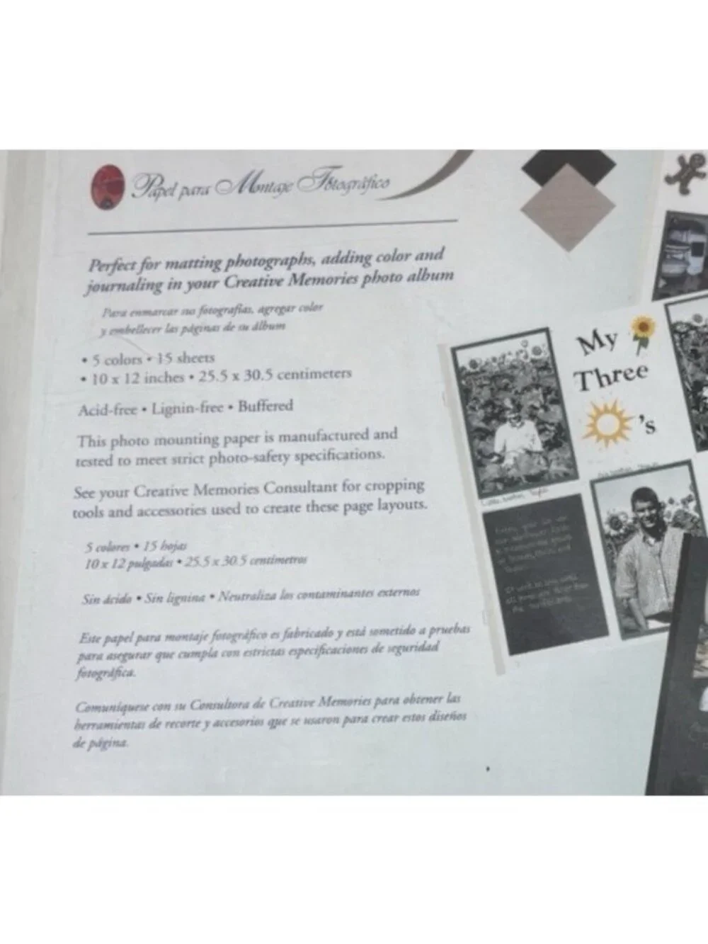 Creative Memories Photo Mounting Paper 10x12 White Black Tan Ruled 15 pages - Picture 4 of 4